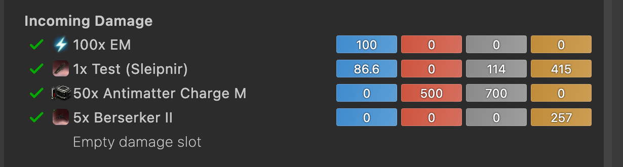 Incoming Damage Section